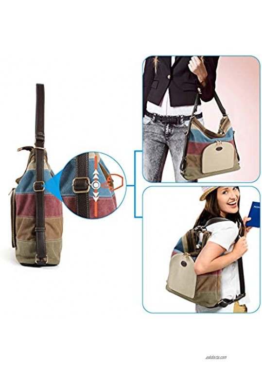 LarKoo Canvas Purse Handbag Women Tote Shoulder Bag Convertible Backpack
