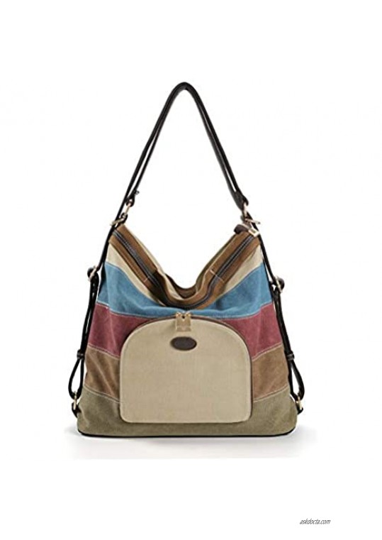 LarKoo Canvas Purse Handbag Women Tote Shoulder Bag Convertible Backpack