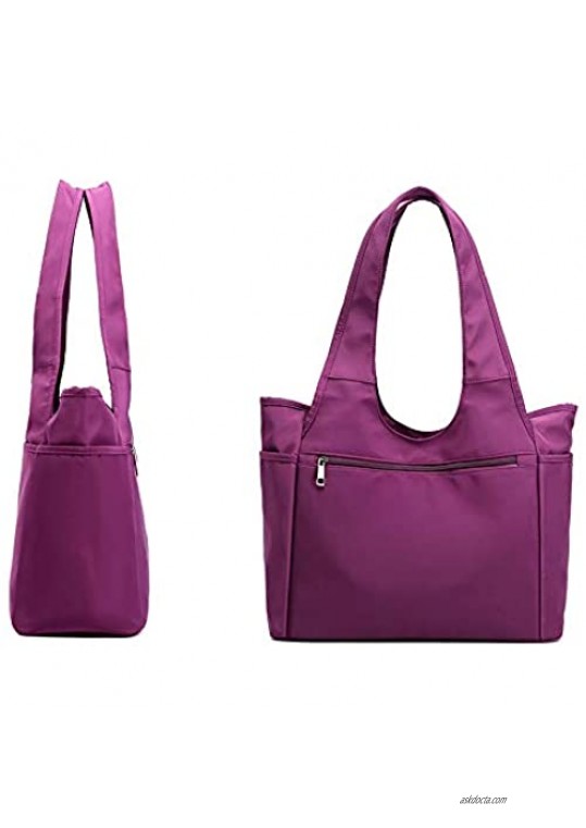 Lavogel Multi Pocket Tote Shoulder Bag Multi-function Nylon Shoulder Handbag Travel Purse Bags For Women