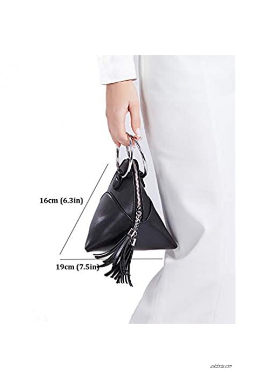 LIZHIGU Purses and Handbags Cute Tassel Evening Clutch PU Leather Triangle Bags for Women