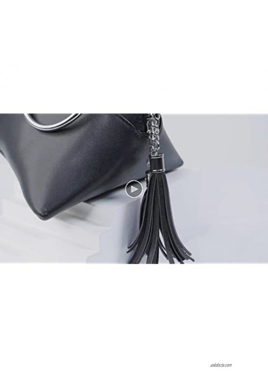 LIZHIGU Purses and Handbags Cute Tassel Evening Clutch PU Leather Triangle Bags for Women