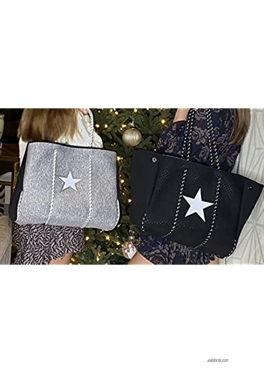 Neoprene Gray Star Large Beach Tote Womens XLarge Totes Bags Sports Travel Gym Studio Office School Pool Women Teen Girls Family Baby Teacher Bag Catchall by Dallas Hill