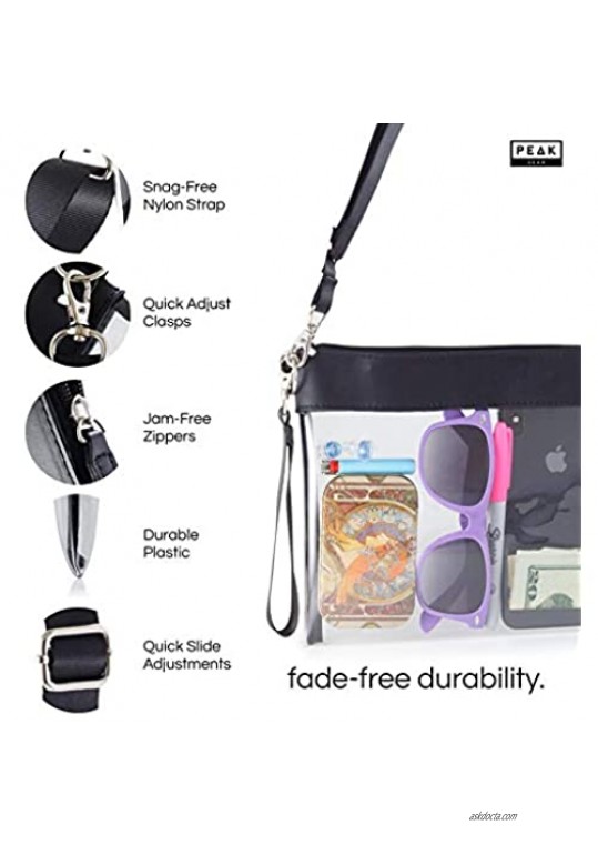 Peak Gear Clear Purse - Stadium Approved Transparent Clutch Bag for Sport or Concert Events