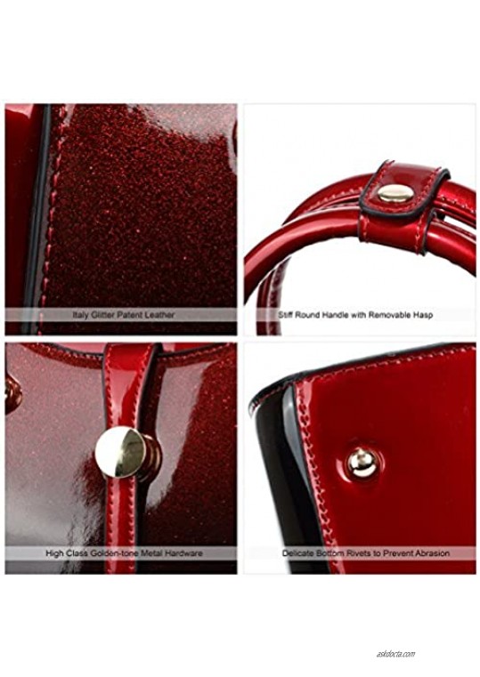 Purses and Handbags for Women Glitter Patent Leather Satchel Handbags