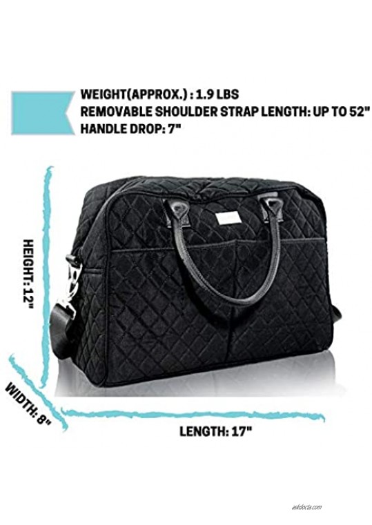 Pursetti Quilted Weekender Bag for Women with Wristlet