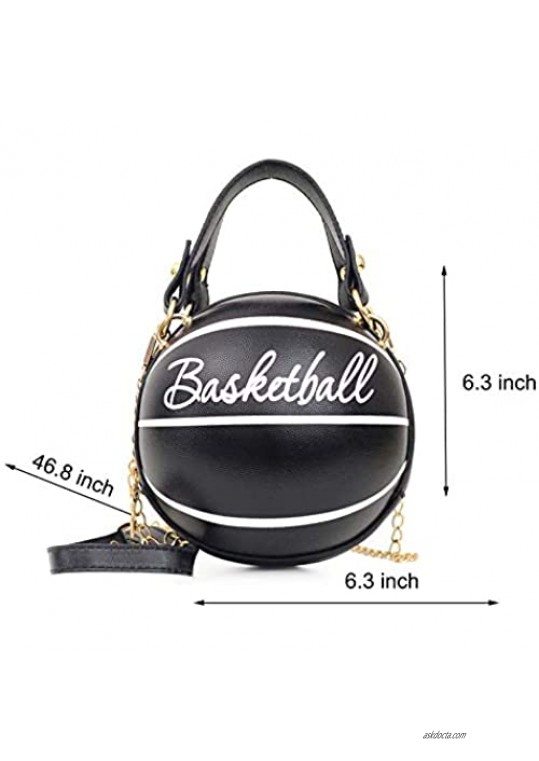 Rahada Basketball Shaped Bag Mini Cross Body Handbag Girls Messenger Tote Shoulder PU Leather Round Handbags