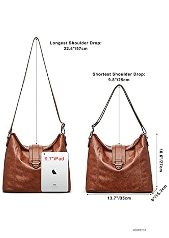 S-ZONE Women Hobo Bag Soft Shoulder Tote Handbags Vegan Leather
