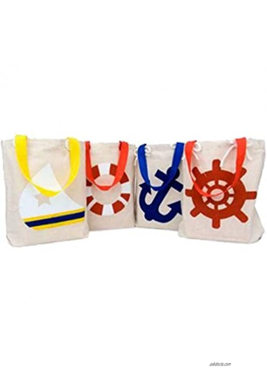 Small Nautical Tote Bags - Set of 12 canvas bags - sailor party and nautical theme party favors