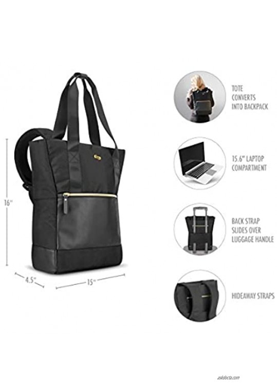 Solo New York Women's Ladies Tote Backpack Black/Gold 16X15X4.5
