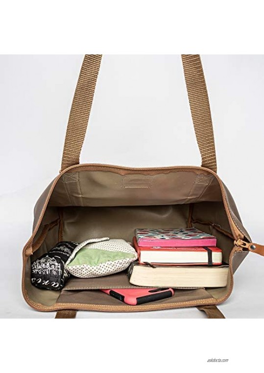 Waterproof Nylon Tote Bag - Shopper Handbag Shoulder Bag for Women - Spacious Purse by FVM - Zipper Anti Theft Pockets