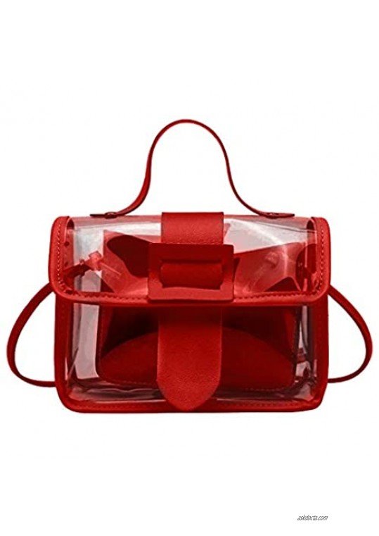 Womens PVC Mini Handbags Clear Cluth Purse Tote Bag Messenger Shoulder