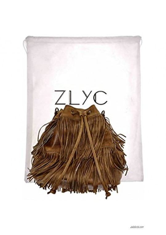 ZLYC Women Dip Dye Leather Boho Rogue Bag Fringe Bag Satchel Shoulder bag Handbag Crossbody Bag