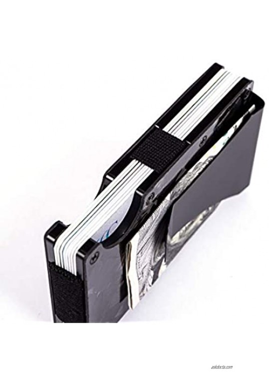 Carbon Fiber Wallets for Men Minimalist Aluminum RFID Blocking Mens Wallet Slim Cash Credit Card Holder with Money Clip（Forged）