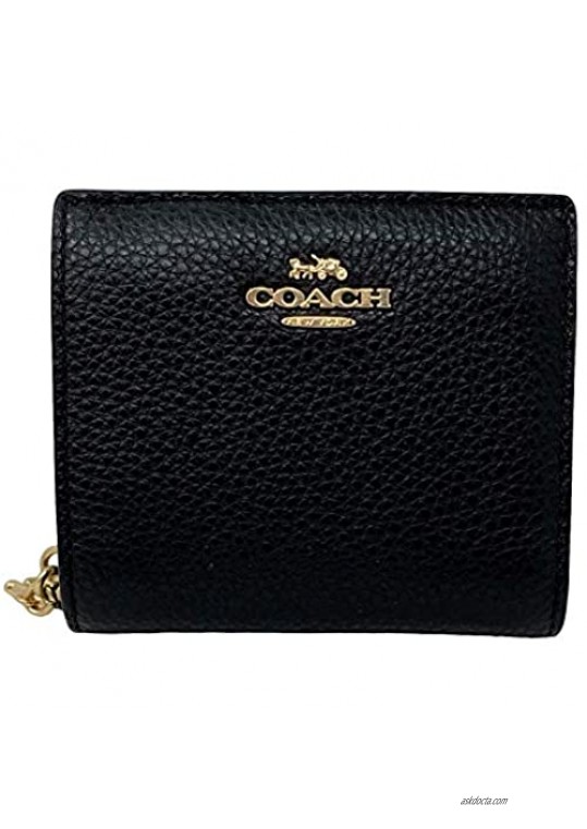 Coach Pebble Leather Snap Wallet Black