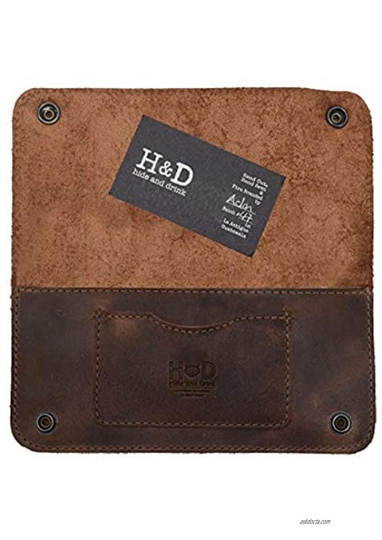 Hide & Drink Leather Double Snap Folio Wallet Holds Up to 3 Cards Plus Flat Bills & Coins / Case / Pouch / Accessories Handmade Includes 101 Year Warranty :: Bourbon Brown