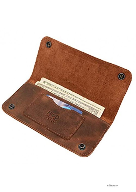 Hide & Drink  Leather Double Snap Folio Wallet  Holds Up to 3 Cards Plus Flat Bills & Coins / Case / Pouch / Accessories  Handmade Includes 101 Year Warranty :: Bourbon Brown