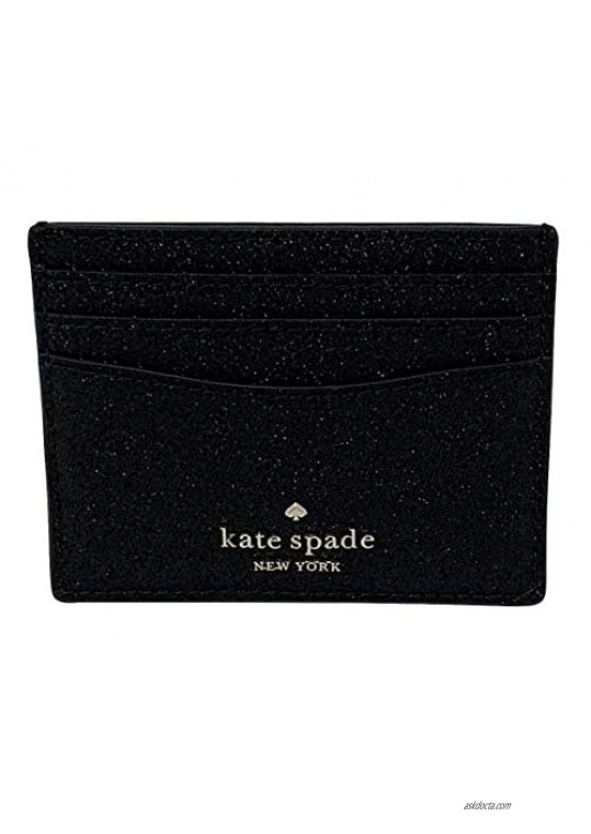 Kate Spade Boxed Small Slim Card Holder Lola Black Glitter