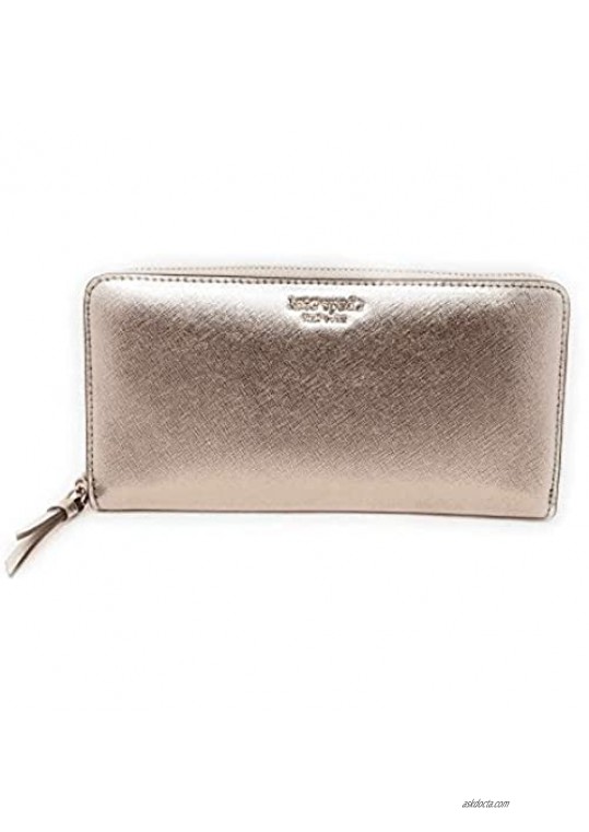 Kate Spade New York Cameron Large Continental Wallet Saffiano Leather Metallic Blush Rose Gold
