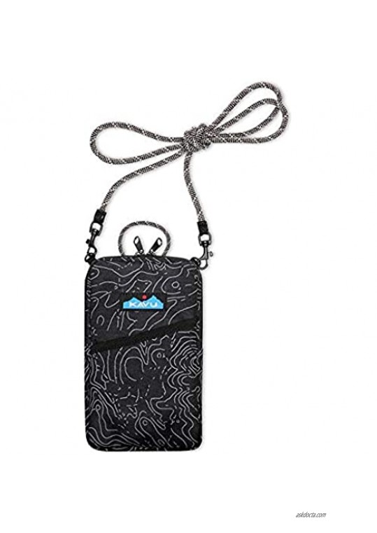 KAVU Essential Case Zip Crossbody Wallet with Rope Strap - Black Topo