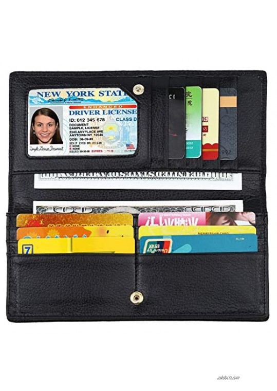 Lavemi RFID Blocking Ultra Slim Real Leather Credit Card Holder Clutch Wallets for Women
