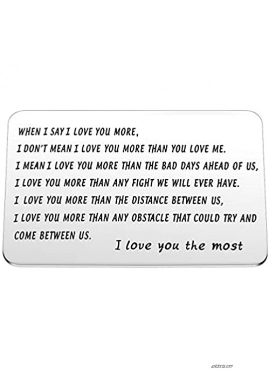 MIXJOY for Men I Love You Most Wallet Card Insert Mini Love Note Anniversary Cards for Husband  Boyfriend