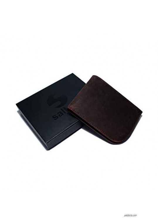 Slim Front Pocket Wallet by Saltrek RFID Blocking Top Grain Leather Billfold