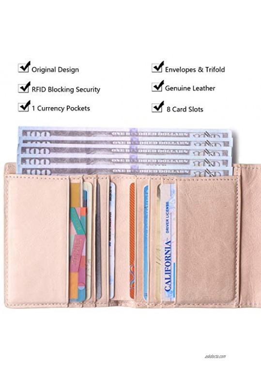 Small Leather Wallet for Women RFID Blocking Women's Credit Card Holder Cute Bifold Pocket Purse