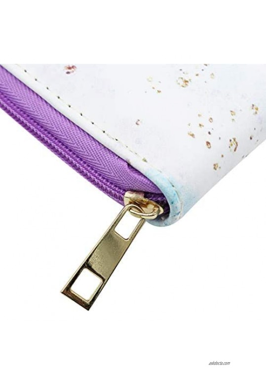 Suillty Cute Unicorn PU Leather Zip Around Long Wallet Cluth Travel Purse for Women Gilrs Ladies