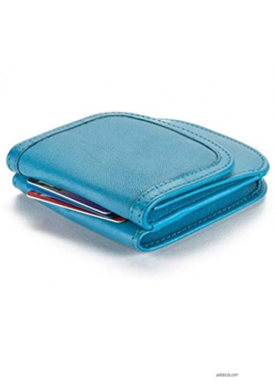 Taxi Wallet - Soft Leather Blue Moon – A Simple Compact Front Pocket Folding Wallet that holds Cards Coins Bills ID – for Men & Women