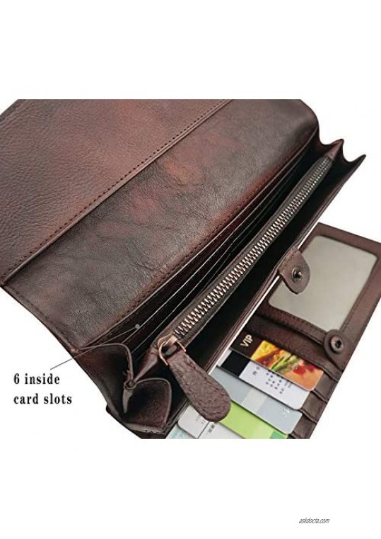 Wallets for Women Large Capacity Leather Clutch Wallet Card Organizer