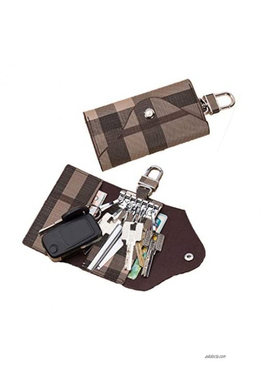 Women Men Leather Car Key Chain Card Holder Money Wallet Pouch Case 6 keys Organizer Bag Case