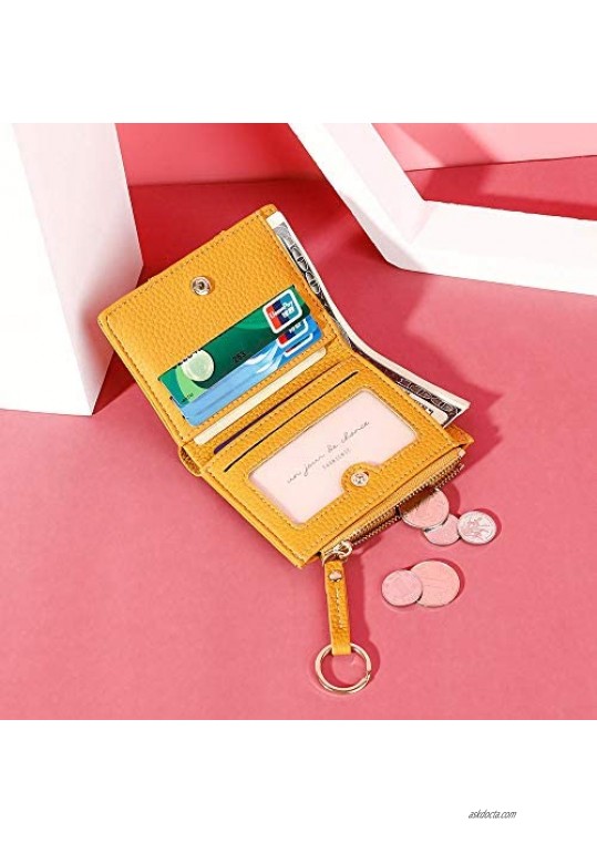 Womens Small Wallet Mini Purse Bifold Slim Card Case Holder Zipper Coin Pocket