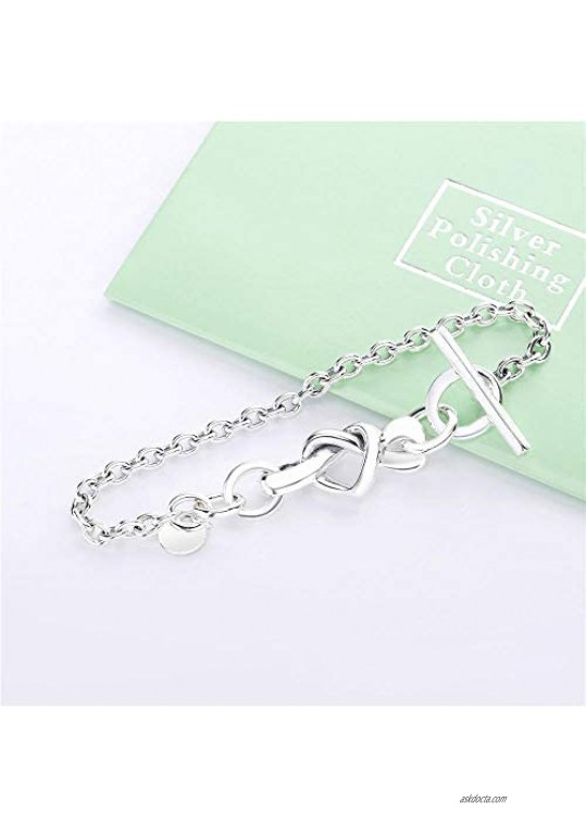 100% 925 Sterling Silver Pan Charms Knotted Heart T-Bar Bracelet The Love Bracelet Channels The Symbolism Of The Knot