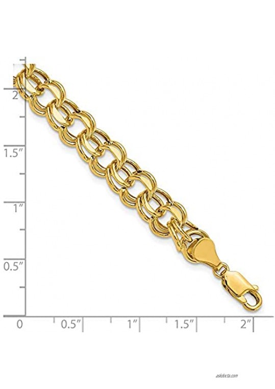 14k Yellow Gold Lite 8mm Double Link Charm Bracelet 7.25 Inch Fine Jewelry For Women Gifts For Her