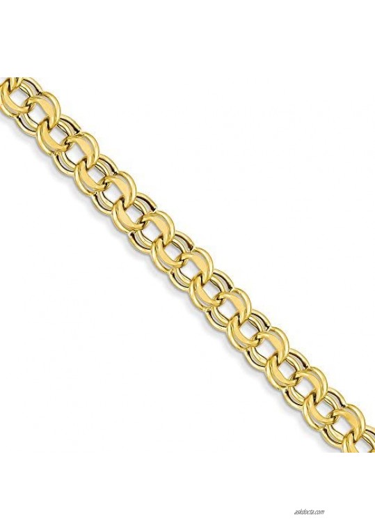 14k Yellow Gold Lite 8mm Double Link Charm Bracelet 7.25 Inch Fine Jewelry For Women Gifts For Her
