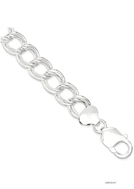 925 Sterling Silver 10.5mm Double Link Charm Bracelet 8.5 Inch Fine Jewelry For Women Gifts For Her