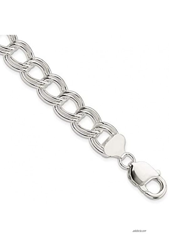925 Sterling Silver 11.5mm Double Link Charm Bracelet 8 Inch Fine Jewelry For Women Gifts For Her
