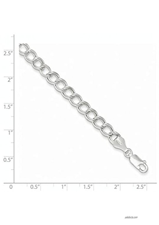 925 Sterling Silver 6mm Double Link Charm Bracelet 7 Inch Fine Jewelry For Women Gifts For Her