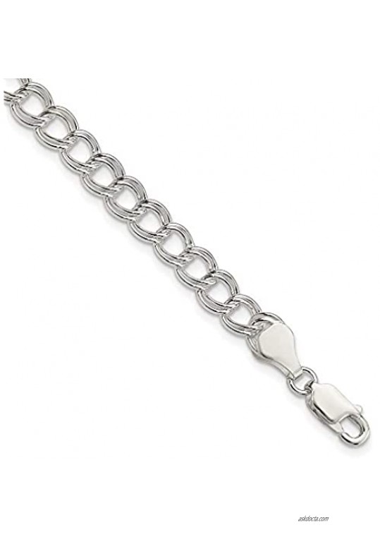 925 Sterling Silver 6mm Double Link Charm Bracelet 7 Inch Fine Jewelry For Women Gifts For Her
