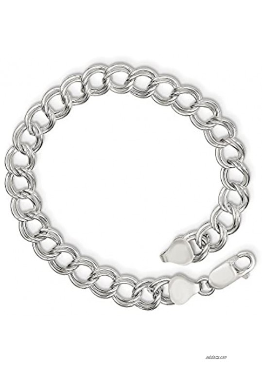 925 Sterling Silver 7.75mm Double Link Charm Bracelet 8 Inch Fine Jewelry For Women Gifts For Her