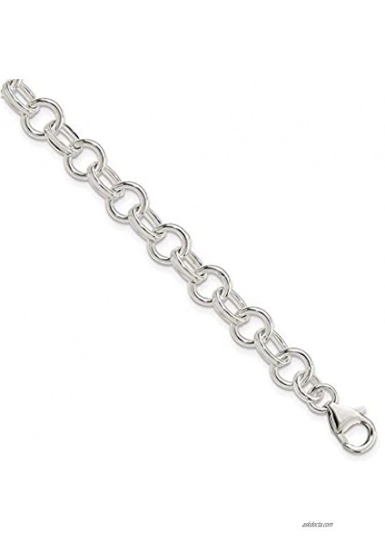 925 Sterling Silver Bracelet 7.5 Inch Chain Rolo Fancy Fine Jewelry For Women Gifts For Her