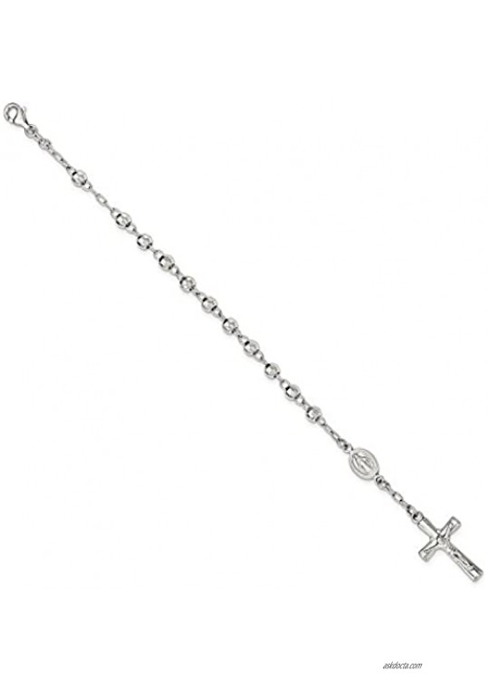 .925 Sterling Silver Rosary Bracelet 7.50 inches
