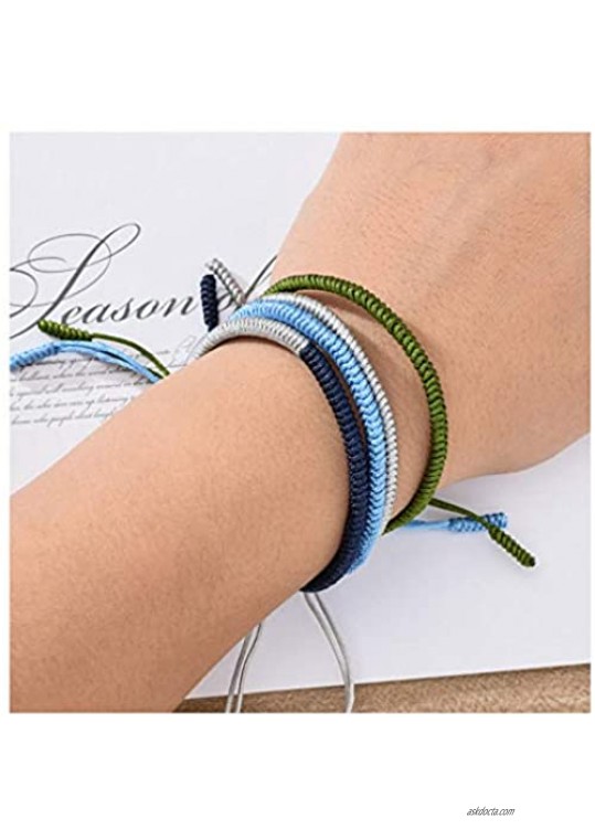 Barsly Ethnic Braided Tibetan Buddhist Love Lucky Charms Bracelets & Bangles for Women Men Handmade Knot Adjustable Rope Chain Bracelet