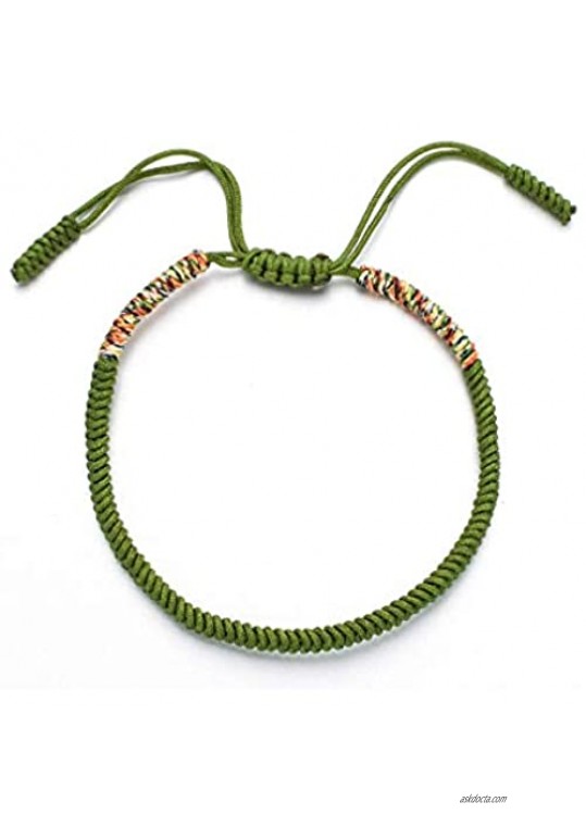 Barsly Ethnic Braided Tibetan Buddhist Love Lucky Charms Bracelets & Bangles for Women Men Handmade Knot Adjustable Rope Chain Bracelet
