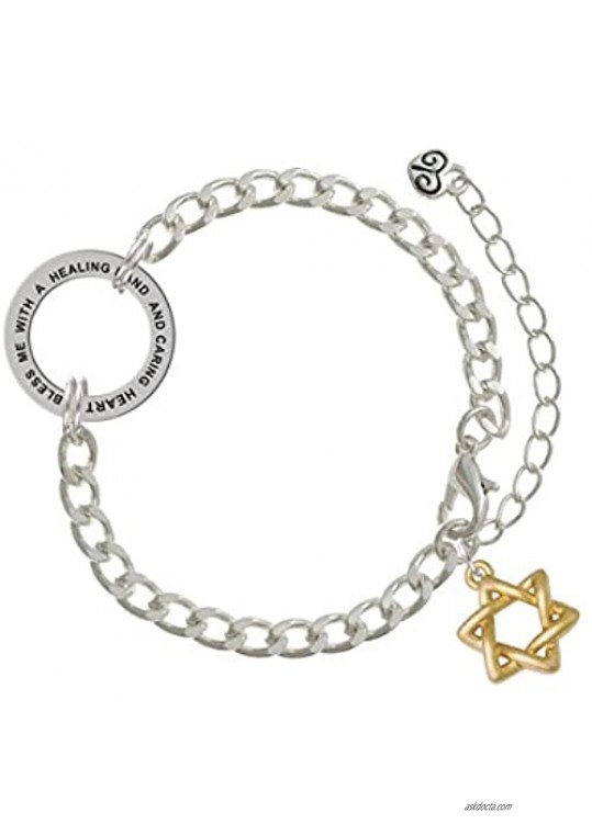 Delight Jewelry Woven Star of David Healing Hand Affirmation Link Bracelet
