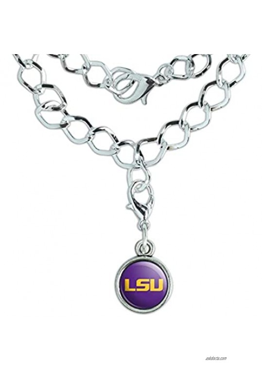 GRAPHICS & MORE LSU Logo on Purple Silver Plated Bracelet with Antiqued Charm