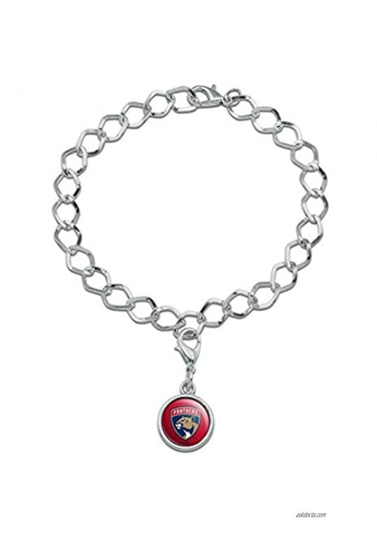 GRAPHICS & MORE NHL Florida Panthers Logo Silver Plated Bracelet with Antiqued Charm