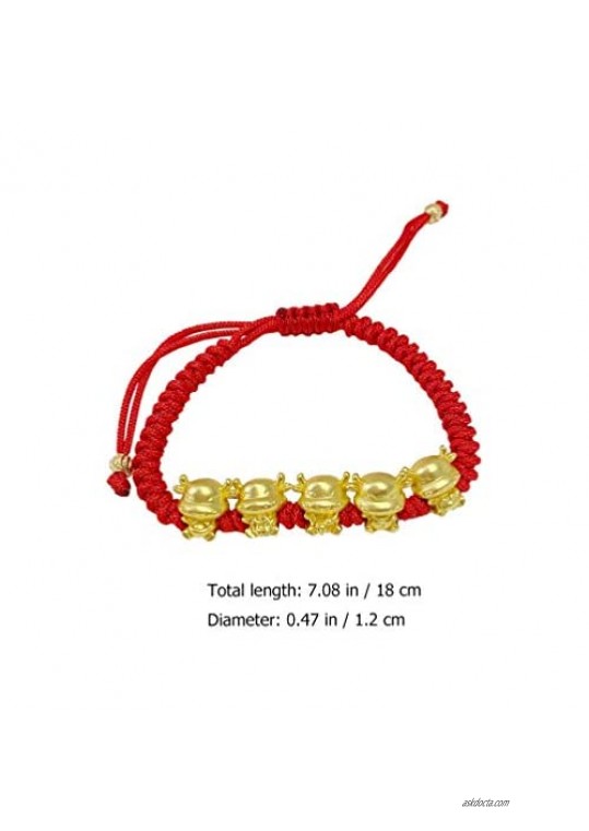 Happyyami Woven Red Rope Bracelet With Zodiac Ox Pendant Braided String Cord Bracelet Gifts For 2021 Chinese New Year Spring Festival Party Favors
