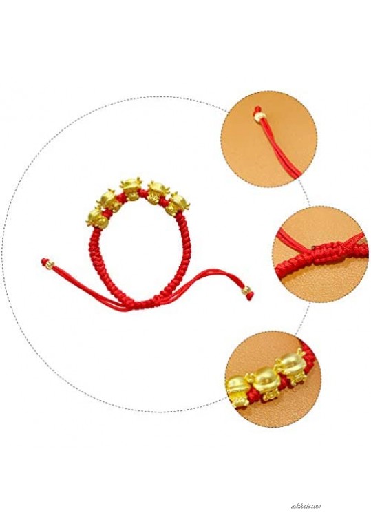 Happyyami Woven Red Rope Bracelet With Zodiac Ox Pendant Braided String Cord Bracelet Gifts For 2021 Chinese New Year Spring Festival Party Favors