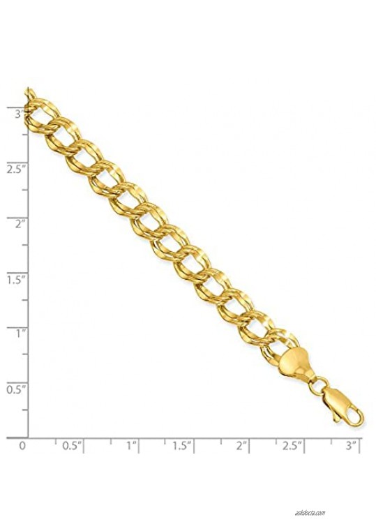 ICE CARATS Kelly Waters Gold Plated 8mm Double Link Charm 7.25 Inch Bracelet Fancy Fashion Jewelry for Women Gifts for Her